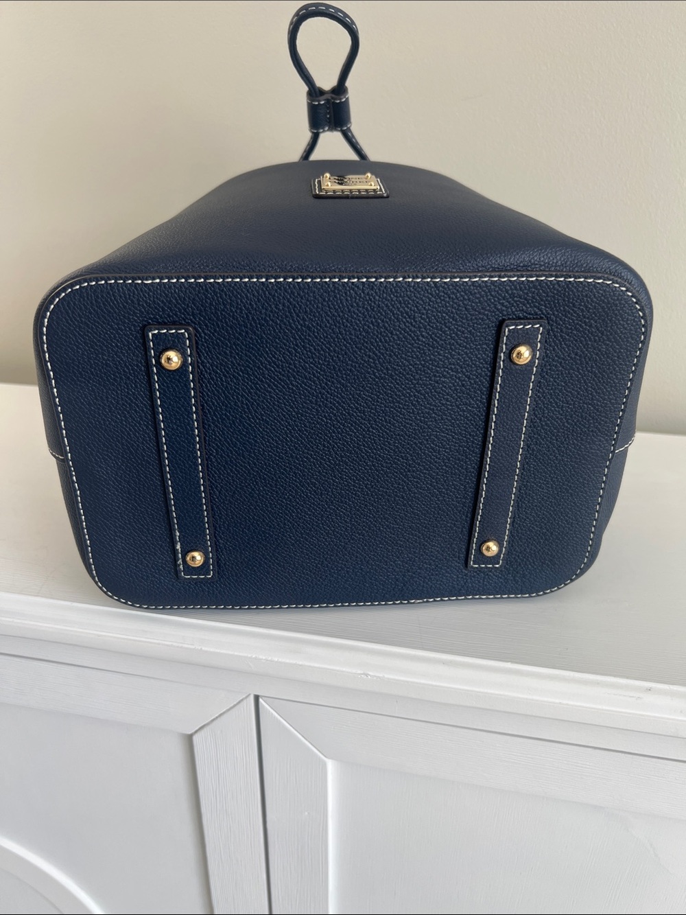 Dooney & Bourke Sorrento Leather Drawstring Navy Style # BMILA2541NVNV - Picture 9 of 11